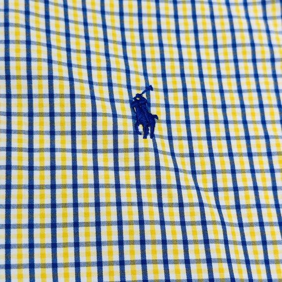 Polo Ralph Lauren Shirt Mens Large Yellow Plaid Blake Casual Button‎ Up Preppy - Picture 2 of 9